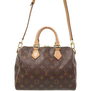 Louis Vuitton 2way Leather Monogram Speedy Bandouliere Bag Brown